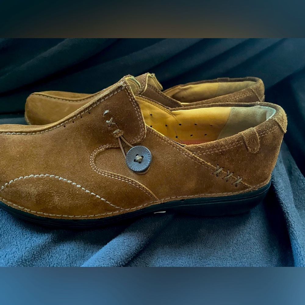 Women's Un Structured Clarks Un Loop Rust Brown Leather Shoes size 7.5 Comfort